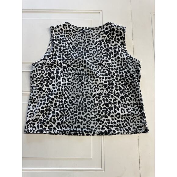 August Silk Options Vintage Crop Tank Top Animal Print Cotton Size Large - Picture 4 of 4